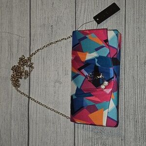 Jurlea Multicolor Crossbody Clutch w/ Fashion Dangling Earrings Bundle NWT